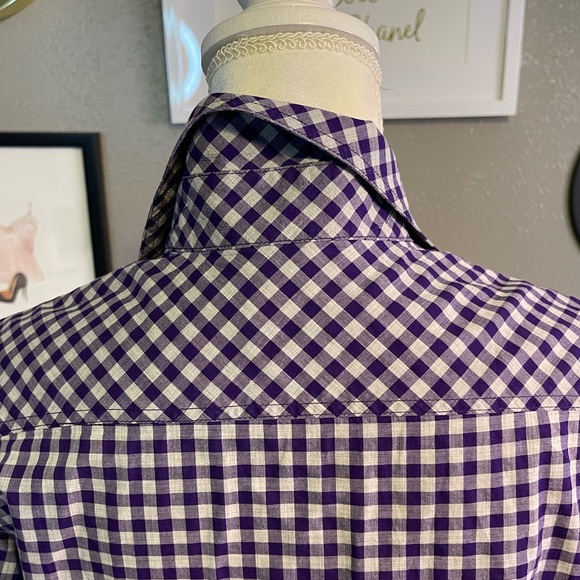 Billy Reid Purple and White Gingham Button Down Shirt S - Picture 8 of 11